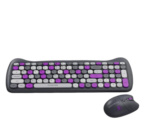 CANYON Zestaw klawiatura i mysz HSET-W6 Violet z podkładką - 1283178 - zdjęcie 2